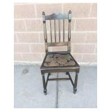 Vintage Wooden Dining Chair With Upholstered Seat