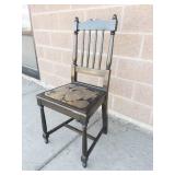 Vintage Wooden Dining Chair With Upholstered Seat