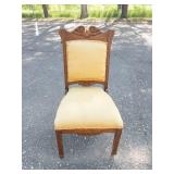 Antique Eastlake Parlor Chair With Yellow Upholstery