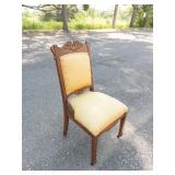Antique Eastlake Parlor Chair With Yellow Upholstery