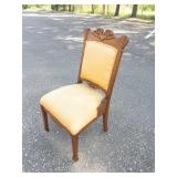 Antique Eastlake Parlor Chair With Yellow Upholstery