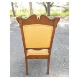 Antique Eastlake Parlor Chair With Yellow Upholstery