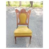 Victorian Style Walnut Side Chair With Velvet Upholstery