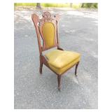 Victorian Style Walnut Side Chair With Velvet Upholstery