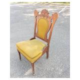 Victorian Style Walnut Side Chair With Velvet Upholstery
