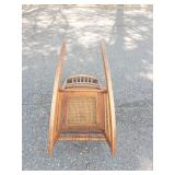 Antique Oak Press-Back Rocking Chair With Cane Seat