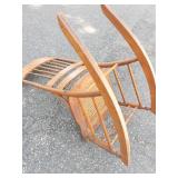 Antique Oak Press-Back Rocking Chair With Cane Seat