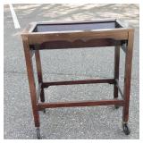 Wood Library Book Trolley With Casters