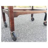 Wood Library Book Trolley With Casters