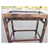 Wood Library Book Trolley With Casters
