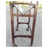 Wood Library Book Trolley With Casters