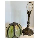 Art Glass Table Lamp With Ornate Metal Base