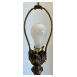 Art Glass Table Lamp With Ornate Metal Base
