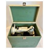 Vintage Singer 221K Sewing Machine With Case & Motor