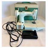 Vintage Singer 221K Sewing Machine With Case & Motor