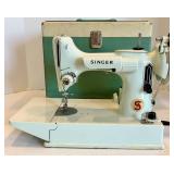 Vintage Singer 221K Sewing Machine With Case & Motor