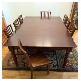 Wood Dining Table Set With Leaves & 8 Chairs
