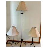 Mixed Lot: 2 Table Lamps & Floor Lamp Set