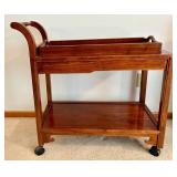Wooden Serving Cart With Removable Tray