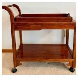 Wooden Serving Cart With Removable Tray