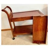 Wooden Serving Cart With Removable Tray