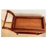 Wooden Serving Cart With Removable Tray
