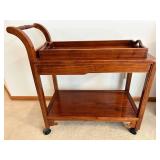Wooden Serving Cart With Removable Tray