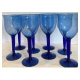 Blue Glass Goblets (Set of 8)