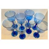Blue Glass Goblets (Set of 8)