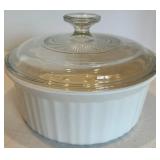 Pair of Covered White Ribbed Casserole Dishes