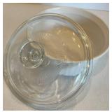 Pair of Covered White Ribbed Casserole Dishes