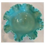 Fenton Hobnail Glass Compote Bowl and Bridal Basket Set (Lot of 3)