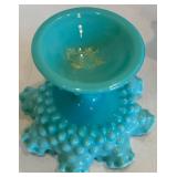 Fenton Hobnail Glass Compote Bowl and Bridal Basket Set (Lot of 3)