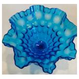 Fenton Hobnail Glass Compote Bowl and Bridal Basket Set (Lot of 3)