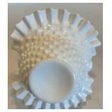 Fenton Hobnail Glass Compote Bowl and Bridal Basket Set (Lot of 3)