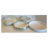 White Ceramic Bakeware Dish Set With Glass Lids (Lot of 4)