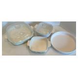 White Ceramic Bakeware Dish Set With Glass Lids (Lot of 4)