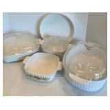 White Ceramic Bakeware Dish Set With Glass Lids (Lot of 4)