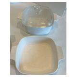 White Ceramic Bakeware Dish Set With Glass Lids (Lot of 4)