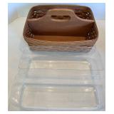 Longaberger Basket Set of 2 With Liners & Protectors