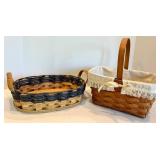 Longaberger Woven Basket Pair With Liner