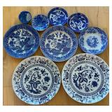 Blue & White Japanese Porcelain Dish Set (Lot of 9)