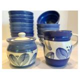 Pfaltzgraff Blue Leaf Stoneware Dinnerware Set (Lot of 14)