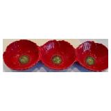 Red Glass Mixed Lot With Strawberry Plate, Vase, Decanter & Dish