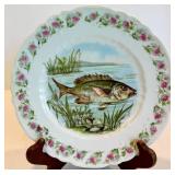 Vintage German Fish Plate With Floral Rim