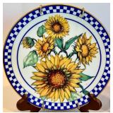 Heartland China Sunflower Plate, Blue Sundae Cups & Glass Plates Mixed Lot