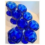 Heartland China Sunflower Plate, Blue Sundae Cups & Glass Plates Mixed Lot