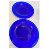 Heartland China Sunflower Plate, Blue Sundae Cups & Glass Plates Mixed Lot