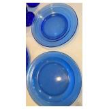 Heartland China Sunflower Plate, Blue Sundae Cups & Glass Plates Mixed Lot