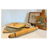 Painted Cutting Boards & Rolling Pin Mixed Lot